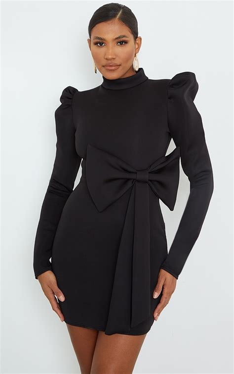 black dress with white bow ysl|ysl dresses for women.